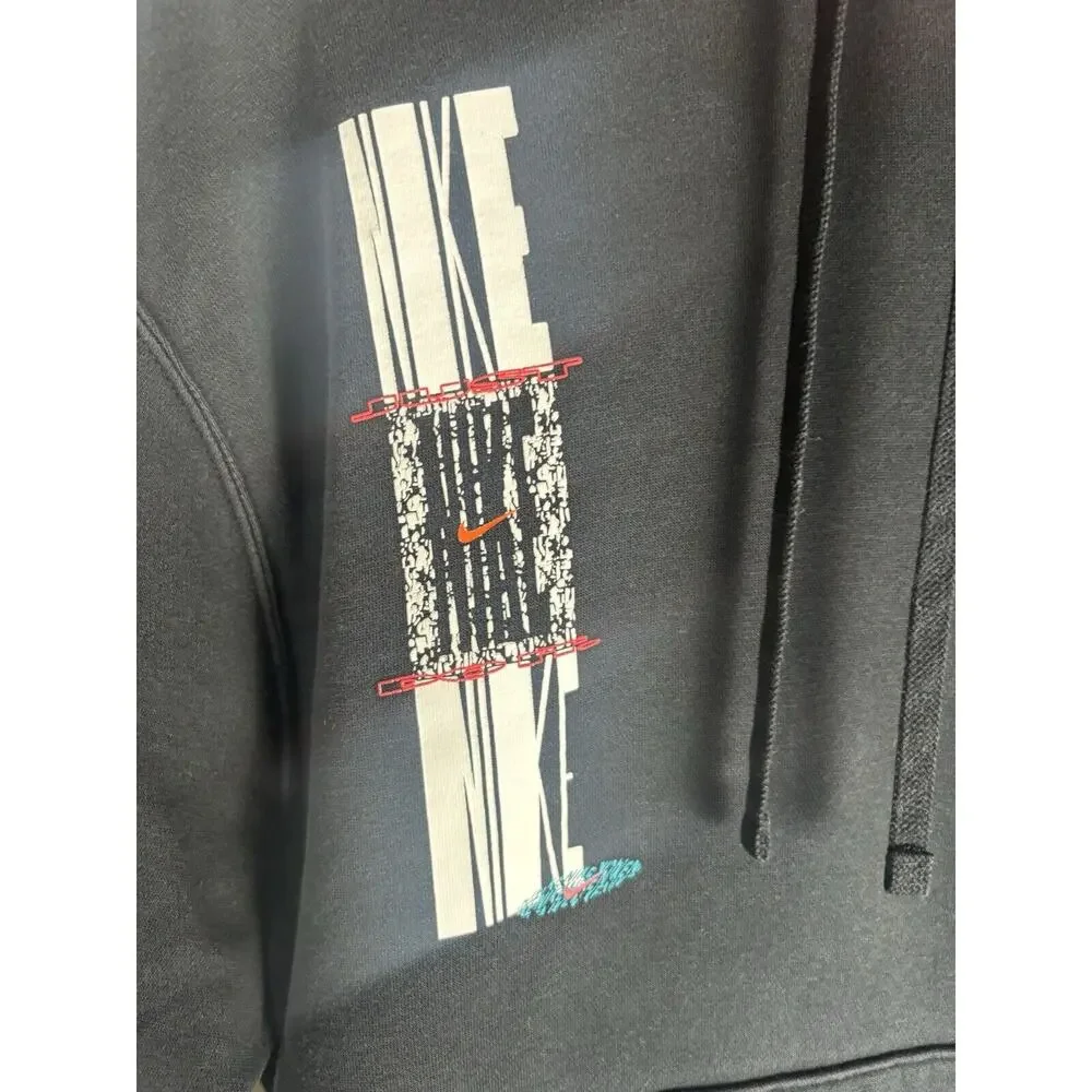 Nike Double Side Graphic Distressed Hoodie Small Patchwork Black Red Turquoise‎